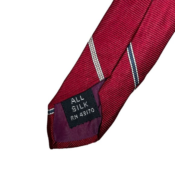 Arnie Vintage Men's Red Repp Striped Classic Silk Necktie - Picture 5 of 7